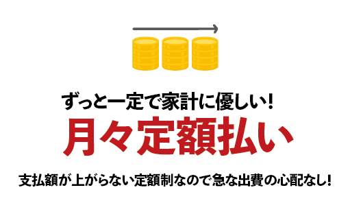 ずっと一定で家計に優しい！月々定額払い